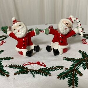 Vintage 1957’s NAPCO Japan Kitsch Santa’s candle climber pottery figurines!